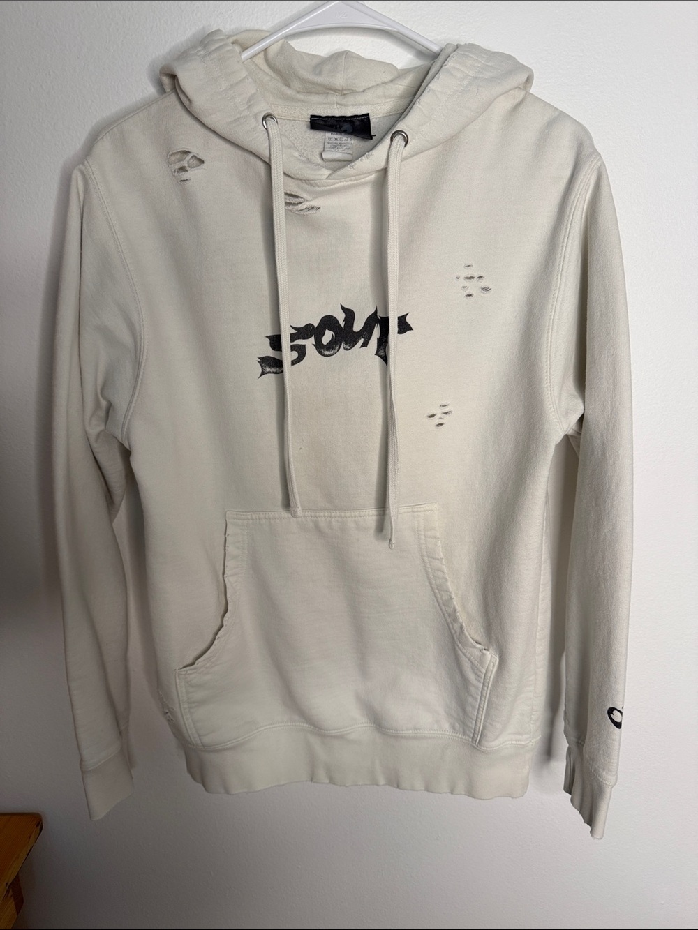 Olivia Rodrigo SOUR Hoodie Off White Distressed Ripped Graphic Sweatshirt Sz S